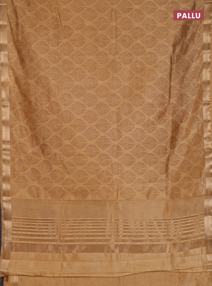 Semi raw silk saree sandal with allover geometric prints and zari woven border