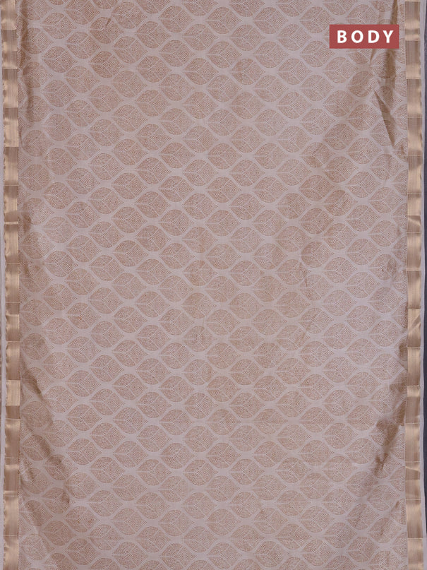Semi raw silk saree cream with allover geometric prints and zari woven border
