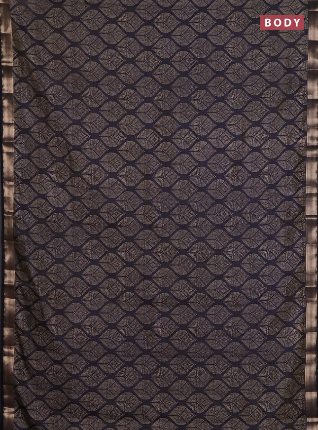 Semi raw silk saree black with allover geometric prints and zari woven border