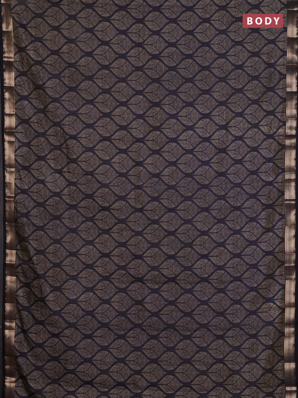 Semi raw silk saree black with allover geometric prints and zari woven border