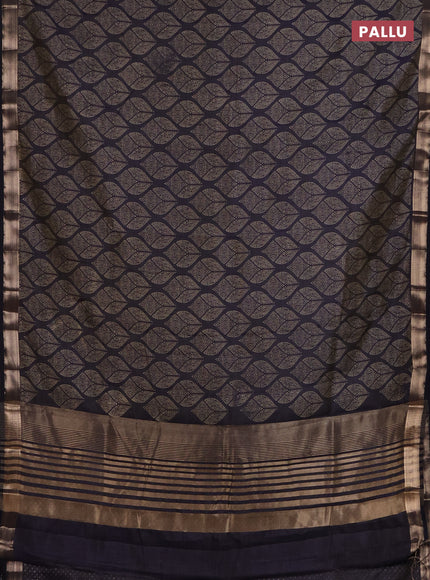 Semi raw silk saree black with allover geometric prints and zari woven border