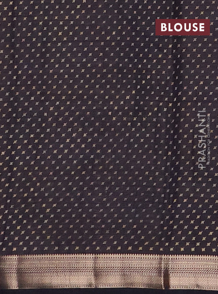 Semi raw silk saree black with allover geometric prints and zari woven border