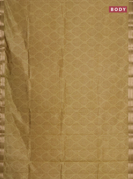 Semi raw silk saree mustard shade with allover geometric prints and zari woven border