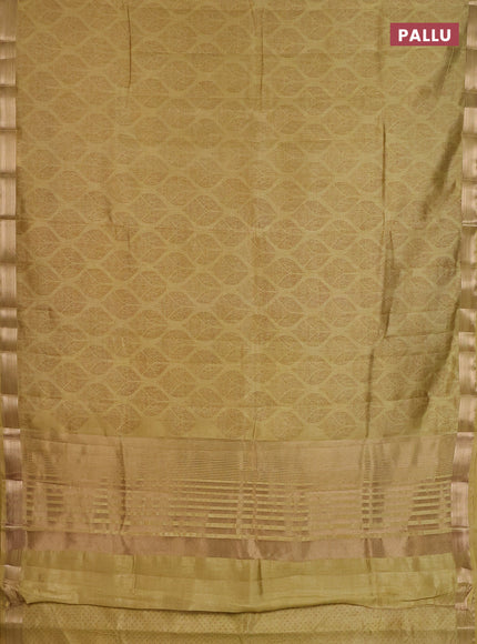 Semi raw silk saree mustard shade with allover geometric prints and zari woven border