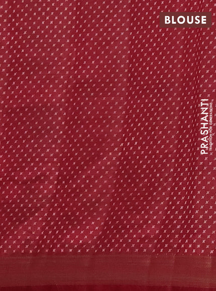 Semi raw silk saree maroon with allover geometric prints and zari woven border