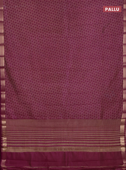 Semi raw silk saree pastel purple with allover geometric prints and zari woven border