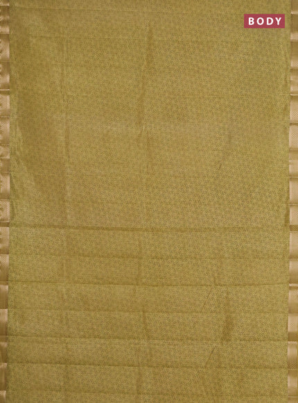 Semi raw silk saree mustard shade with allover geometric prints and zari woven border