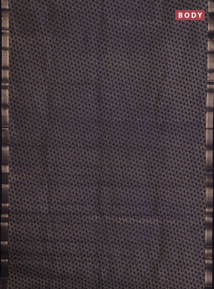 Semi raw silk saree navy blue with allover geometric prints and zari woven border