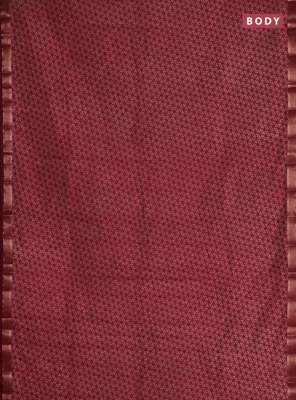 Semi raw silk saree maroon with allover geometric prints and zari woven border