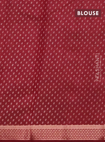 Semi raw silk saree maroon with allover geometric prints and zari woven border