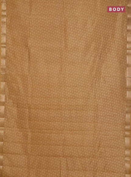 Semi raw silk saree sandal with allover geometric prints and zari woven border