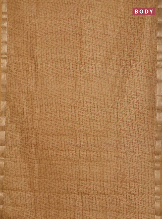 Semi raw silk saree sandal with allover geometric prints and zari woven border