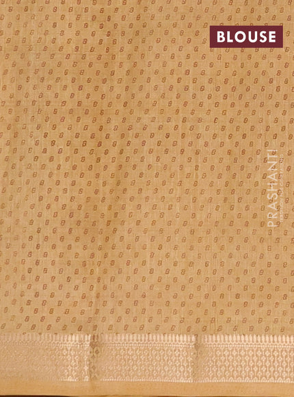 Semi raw silk saree sandal with allover geometric prints and zari woven border