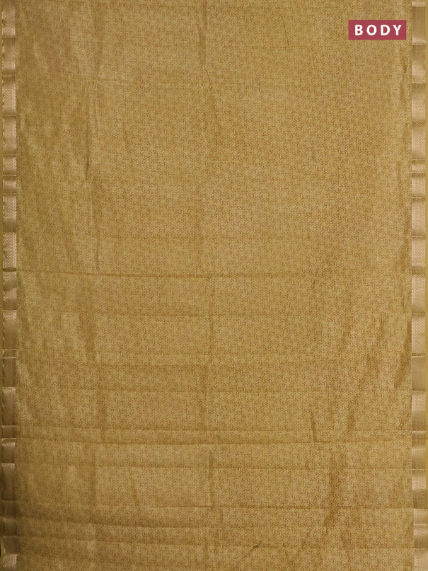 Semi raw silk saree mustard shade with allover geometric prints and zari woven border