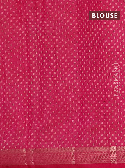 Semi raw silk saree dark pink with allover geometric prints and zari woven border