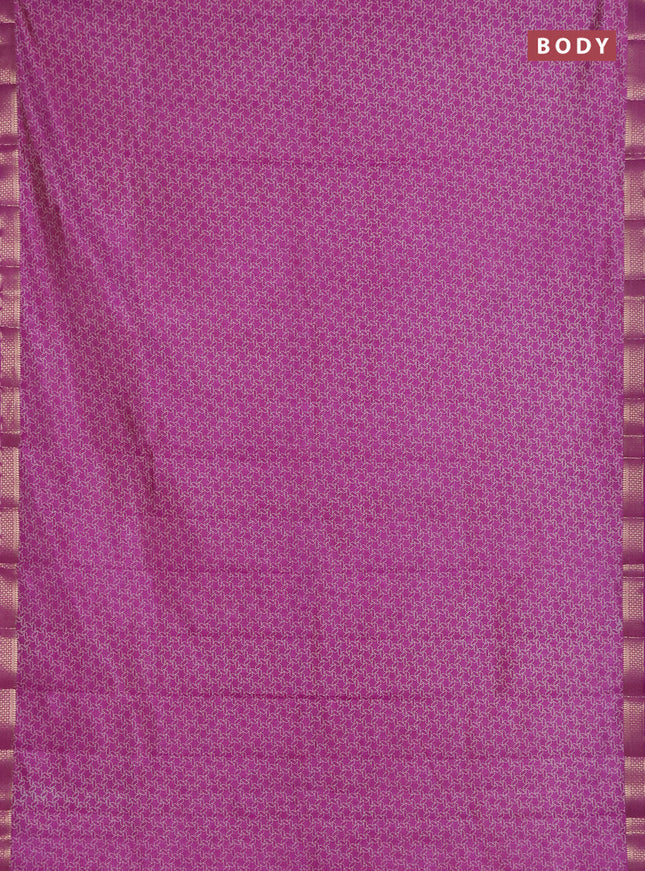 Semi raw silk saree lavender with allover geometric prints and zari woven border