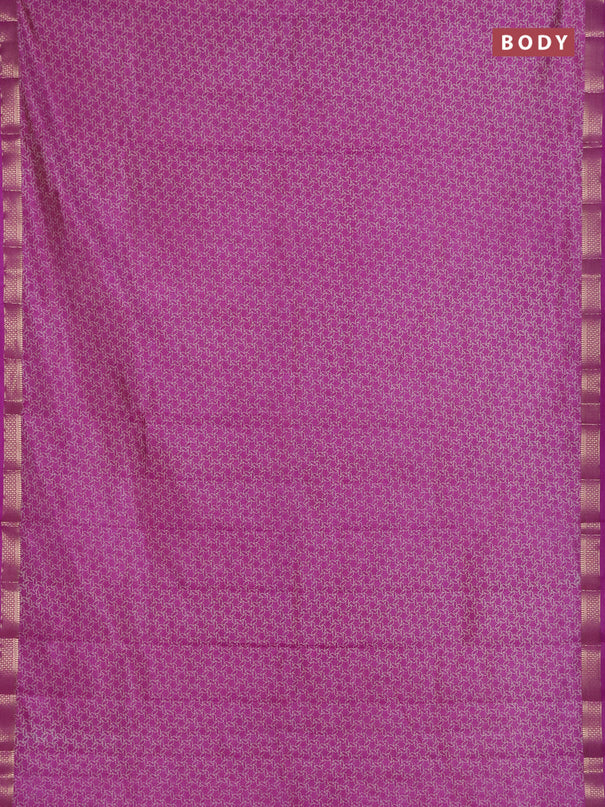 Semi raw silk saree lavender with allover geometric prints and zari woven border