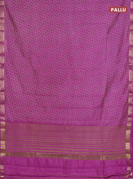 Semi raw silk saree lavender with allover geometric prints and zari woven border