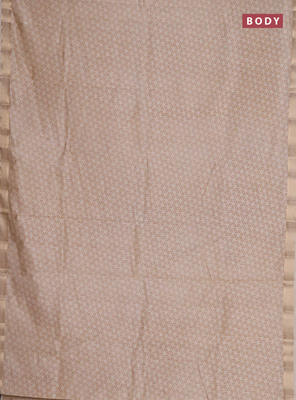 Semi raw silk saree cream with allover geometric prints and zari woven border