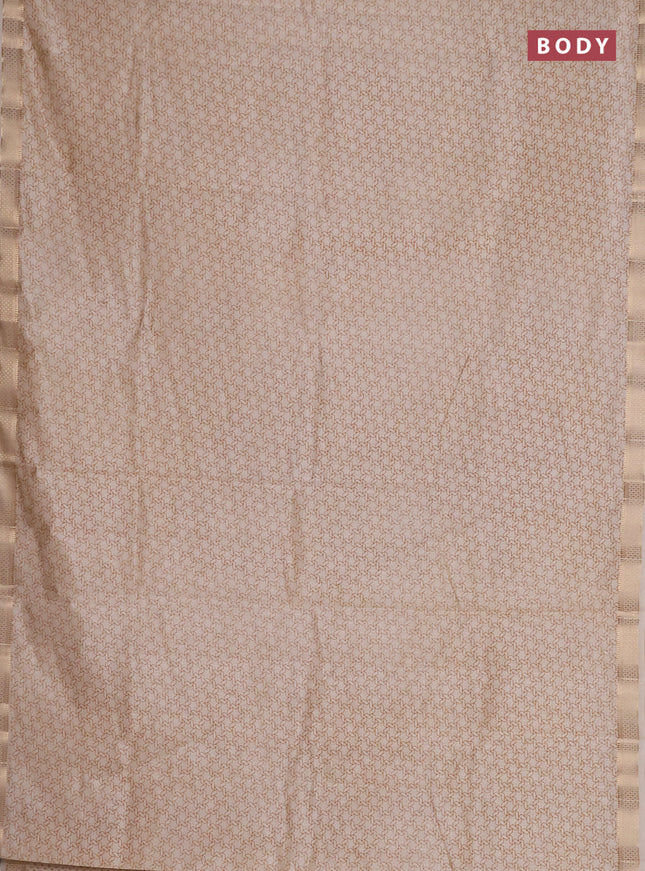 Semi raw silk saree cream with allover geometric prints and zari woven border