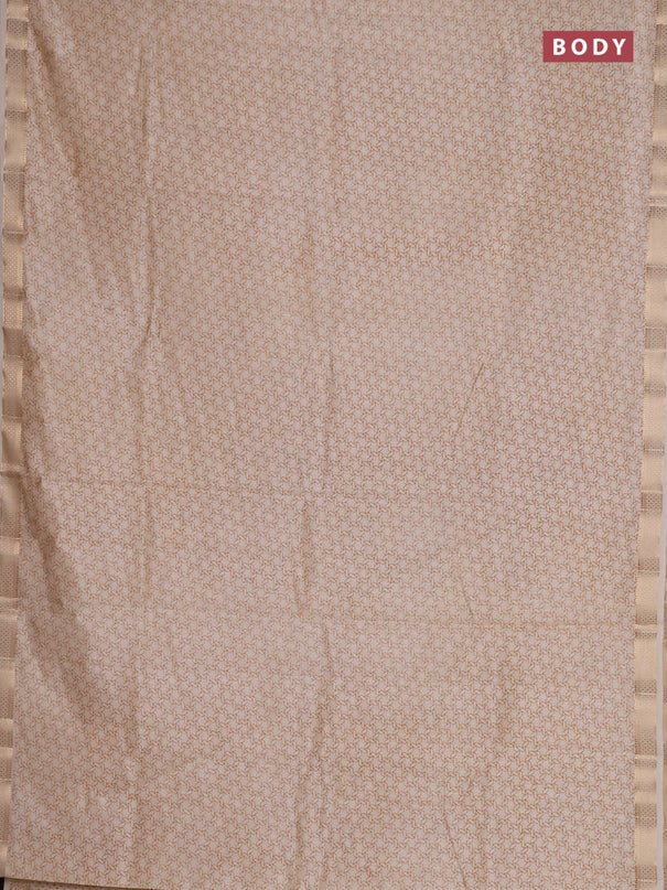 Semi raw silk saree cream with allover geometric prints and zari woven border
