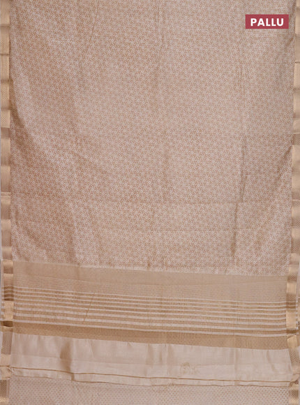 Semi raw silk saree cream with allover geometric prints and zari woven border