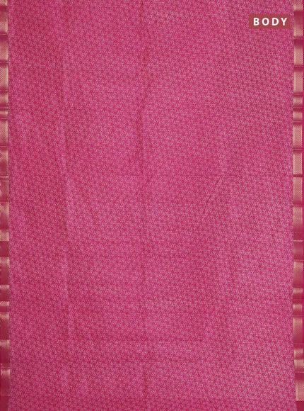 Semi raw silk saree pink with allover geometric prints and zari woven border
