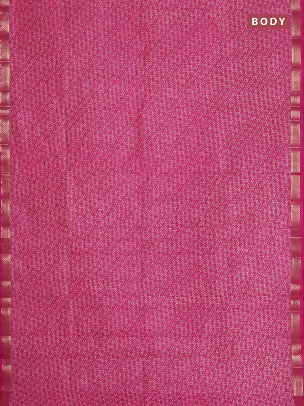 Semi raw silk saree pink with allover geometric prints and zari woven border
