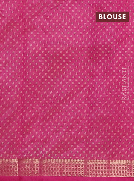 Semi raw silk saree pink with allover geometric prints and zari woven border