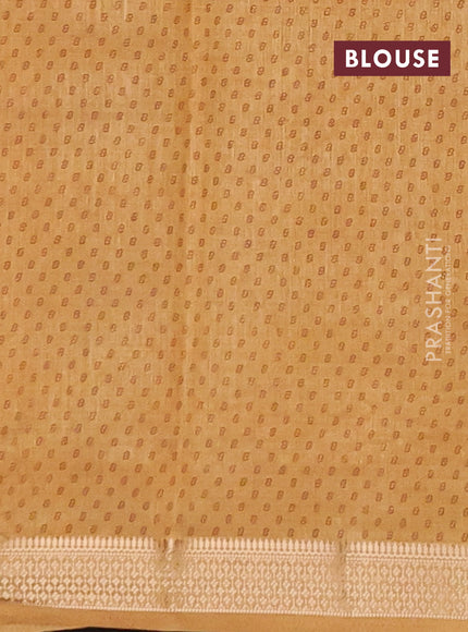 Semi raw silk saree sandal with allover geometric prints and zari woven border