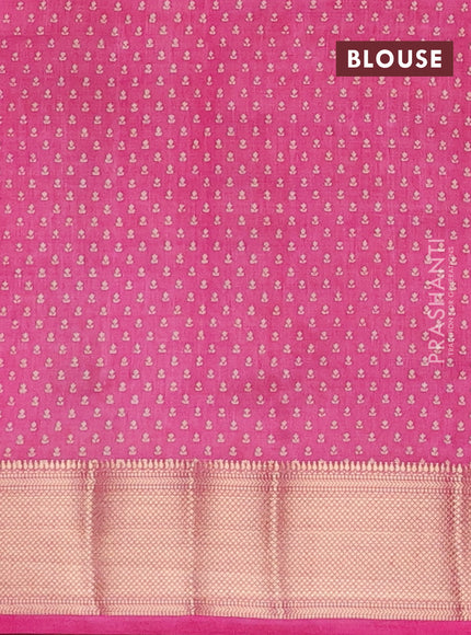 Semi raw silk saree pink with allover floral butta prints and zari woven border