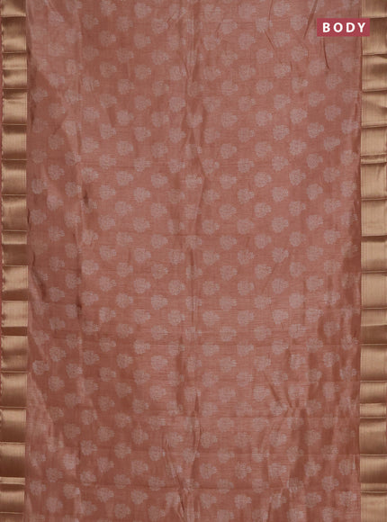 Semi raw silk saree pastel peach with allover floral butta prints and zari woven border