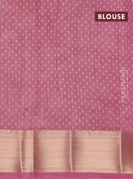 Semi raw silk saree mauve pink with allover floral butta prints and zari woven border