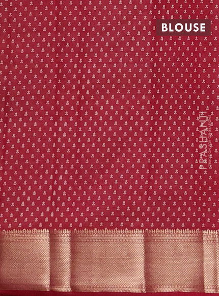 Semi raw silk saree maroon with allover floral butta prints and zari woven border