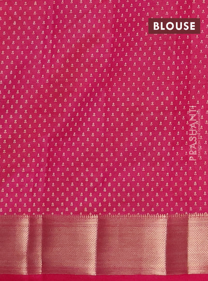 Semi raw silk saree dark pink with allover floral butta prints and zari woven border