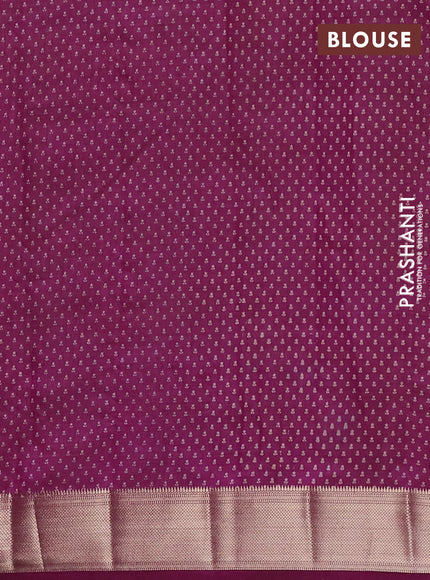 Semi raw silk saree deep purple with allover floral butta prints and zari woven border
