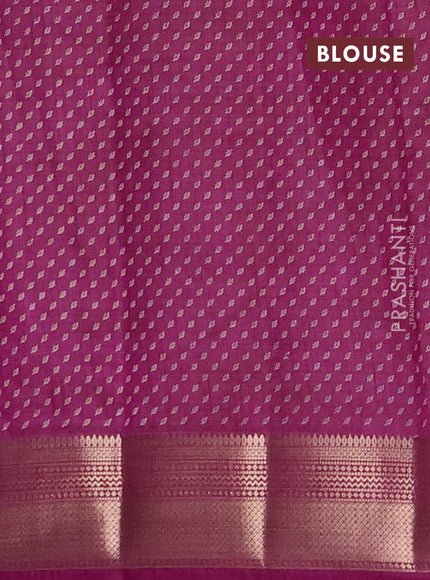 Semi raw silk saree deep purple with allover butta prints and zari woven border