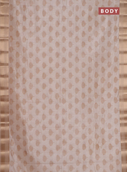 Semi raw silk saree cream with allover butta prints and zari woven border