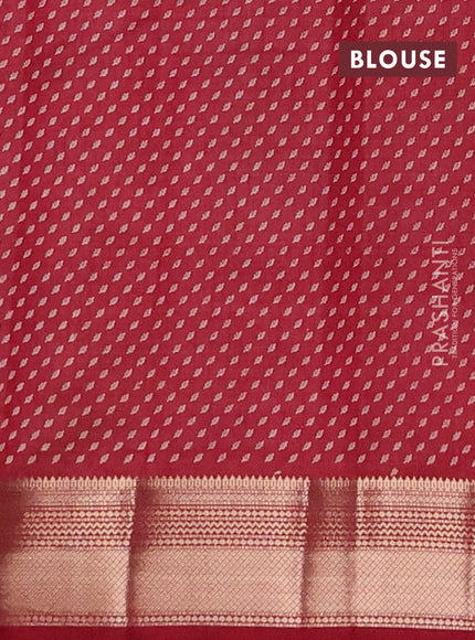 Semi raw silk saree maroon with allover butta prints and zari woven border