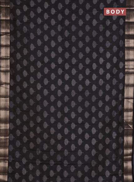 Semi raw silk saree black with allover butta prints and zari woven border