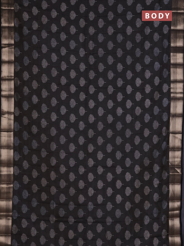 Semi raw silk saree black with allover butta prints and zari woven border