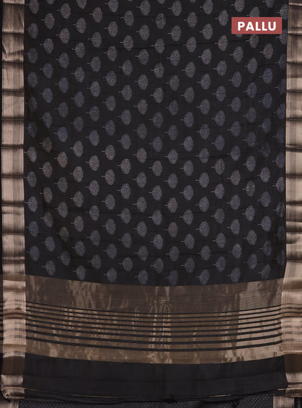 Semi raw silk saree black with allover butta prints and zari woven border
