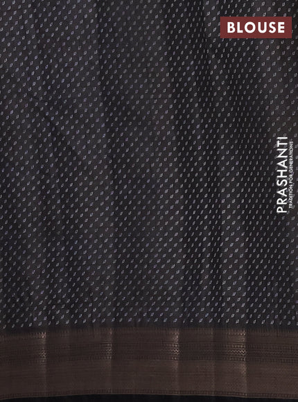 Semi raw silk saree black with allover butta prints and zari woven border