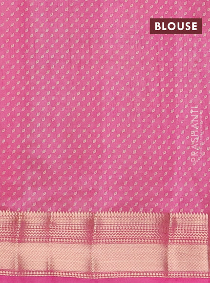 Semi raw silk saree pink with allover butta prints and zari woven border