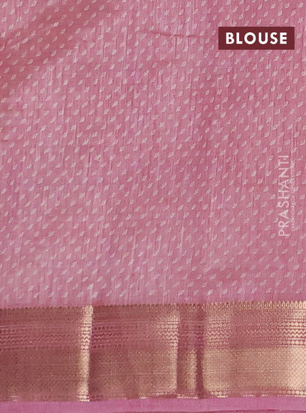 Semi raw silk saree mauve pink with allover butta prints and zari woven border