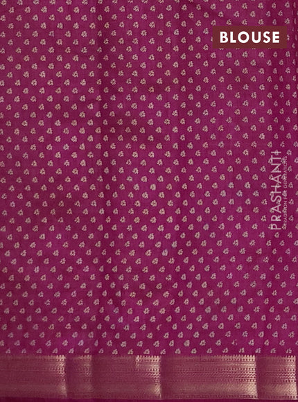 Semi raw silk saree deep purple with allover geometric prints and zari woven border
