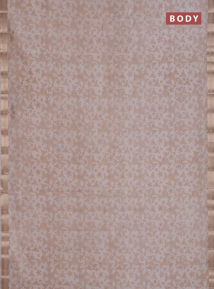 Semi raw silk saree cream with allover geometric prints and zari woven border