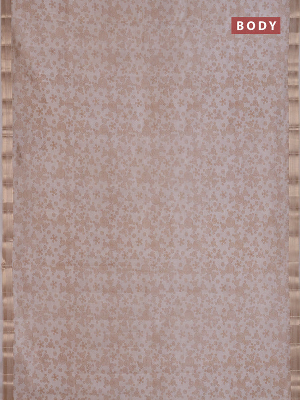Semi raw silk saree cream with allover geometric prints and zari woven border