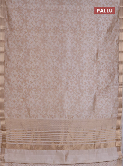 Semi raw silk saree cream with allover geometric prints and zari woven border
