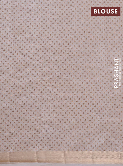 Semi raw silk saree cream with allover geometric prints and zari woven border